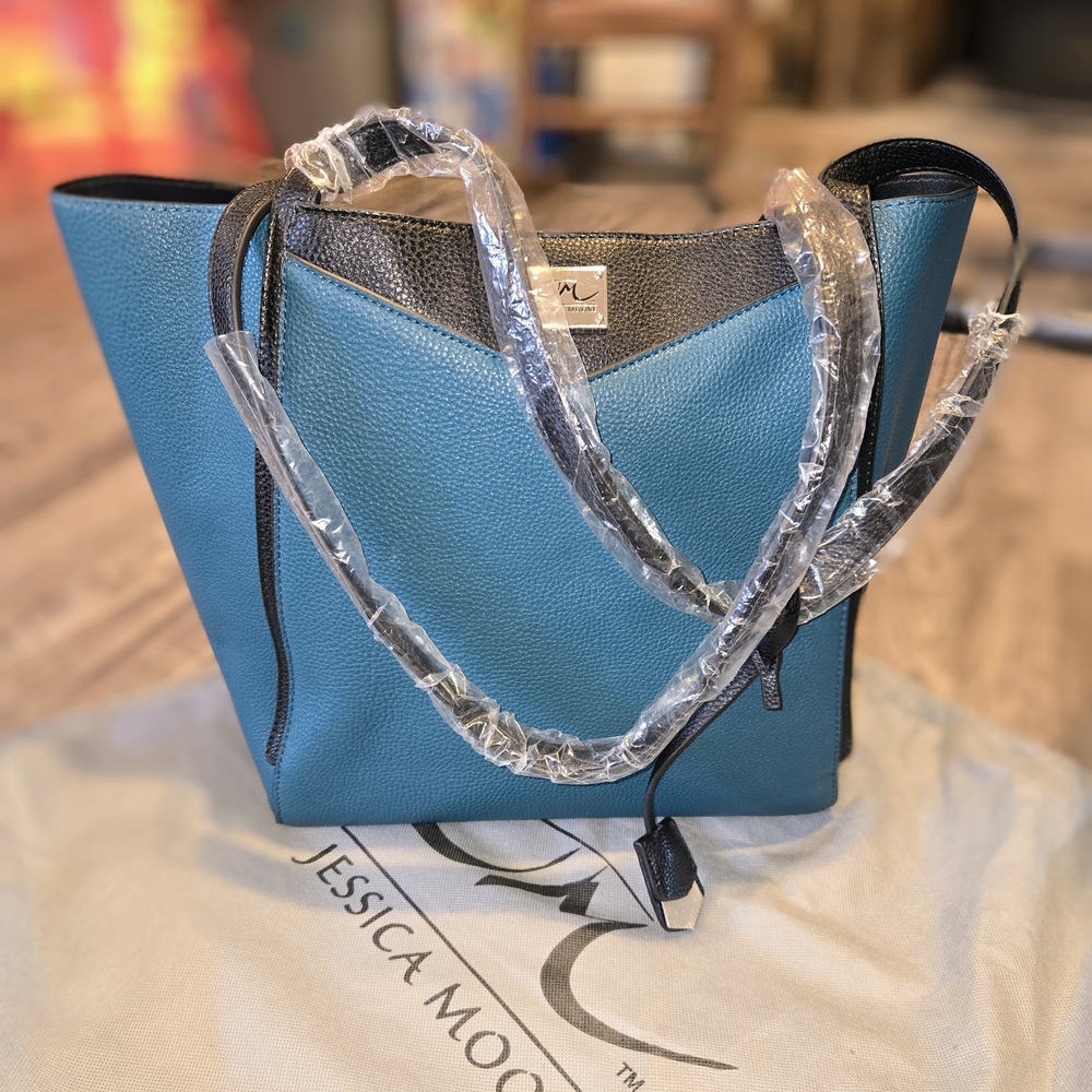 Blue and Black Tote Bag